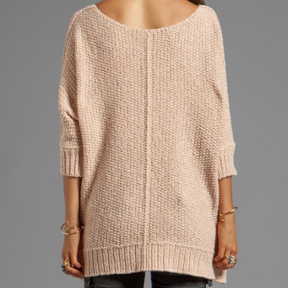 Free People sweater XS Cozy Cat chunky knit pullover oversize side split tunic - Picture 14 of 14